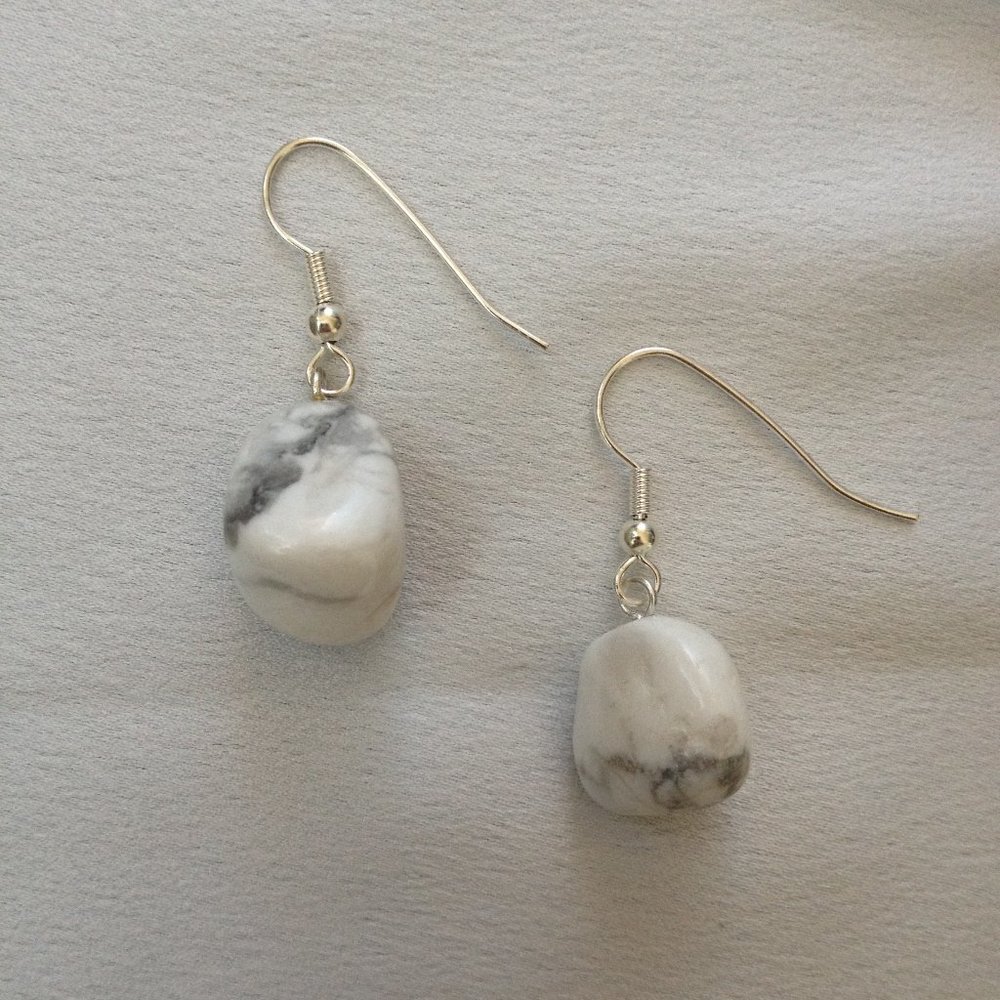 White Howlite Gemstone Earring Set